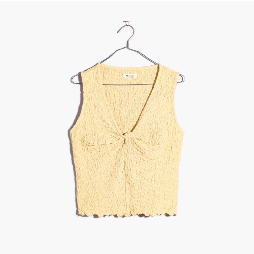 Madewell Butter Yellow Popcorn Knit Twist Front Sleeveless Tank Top size xs